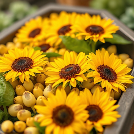 Close-up of sunflower hearts in tray