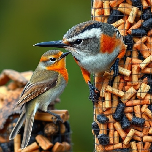 Close-up of wild bird food selection