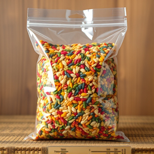 Colourful bird seed blend in clear bag