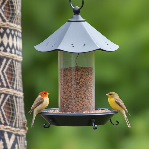 Compact bird feeding station with small birds