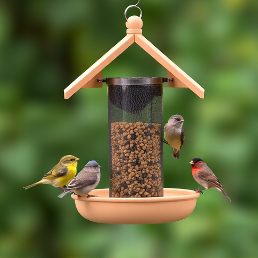 Compact bird feeding station with small birds