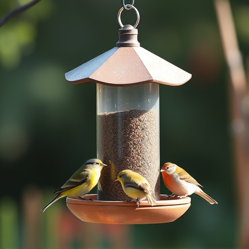 Compact bird feeding station with small birds