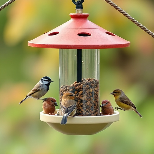 Compact bird feeding station with small birds