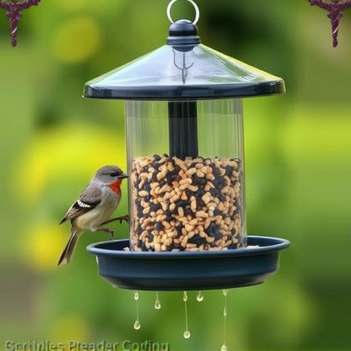 Covered bird feeder preventing seed spills