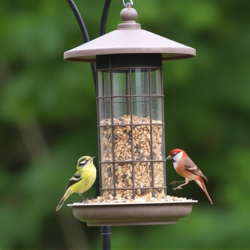 Covered bird feeder preventing seed spills