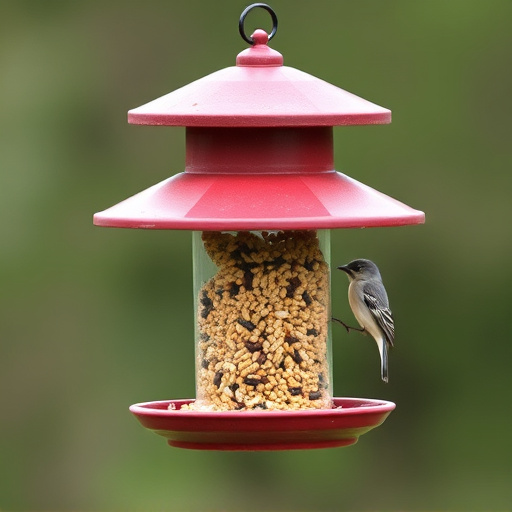 Covered bird feeder preventing seed spills