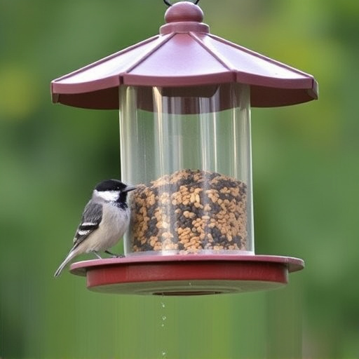 Covered bird feeder preventing seed spills