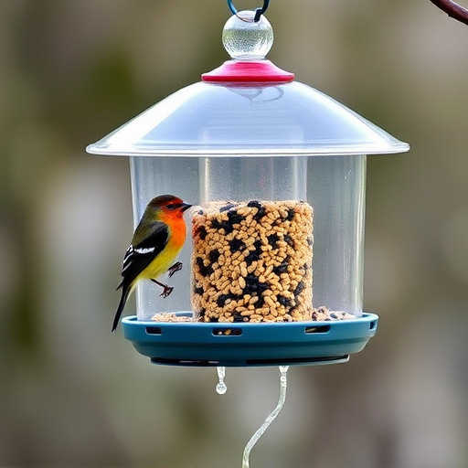 Covered bird feeder preventing seed spills