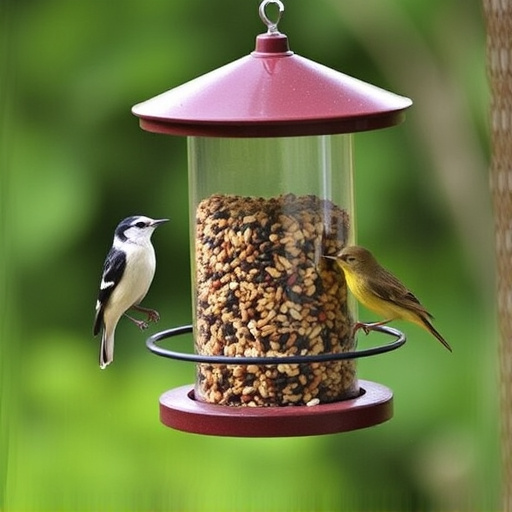 Covered bird feeder preventing seed spills