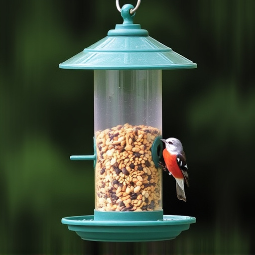 Covered bird feeder preventing seed spills
