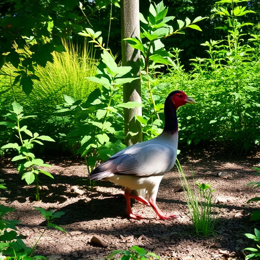 Covered ground feeder in shaded garden