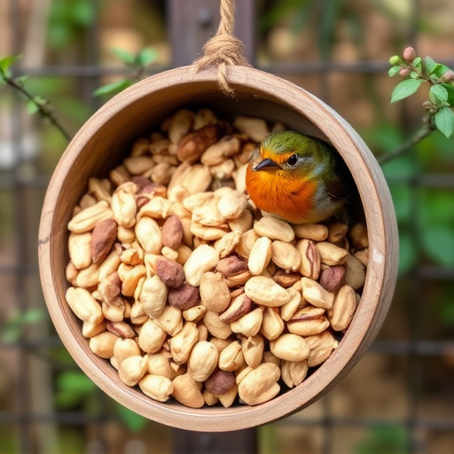Crushed peanuts for garden robins