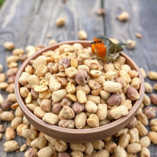 Crushed peanuts for garden robins