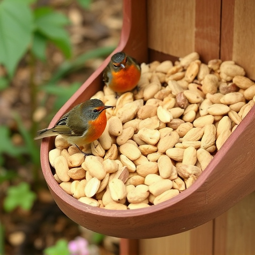 Crushed peanuts for garden robins