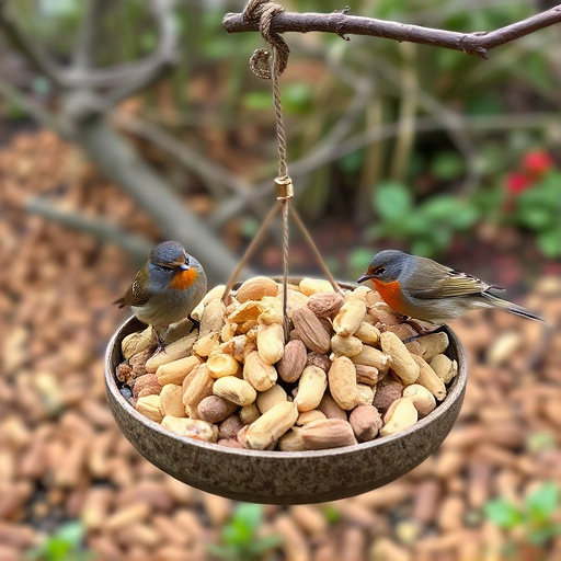 Crushed peanuts for garden robins