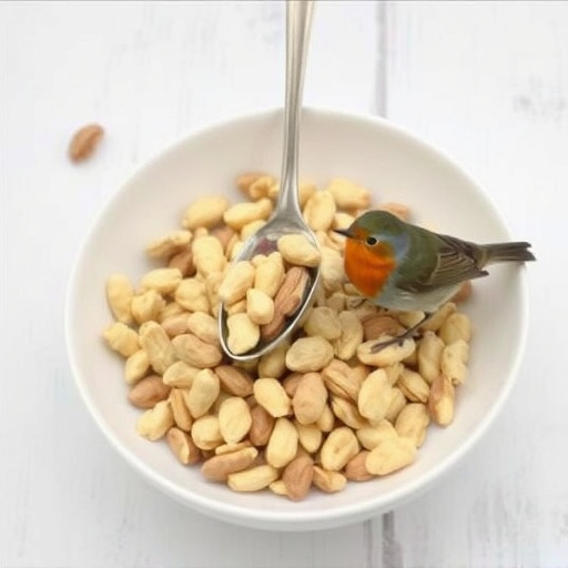 Crushed peanuts for garden robins