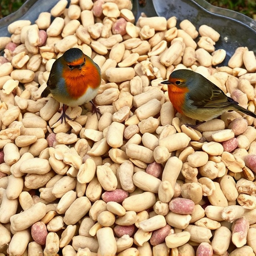 Crushed peanuts for garden robins
