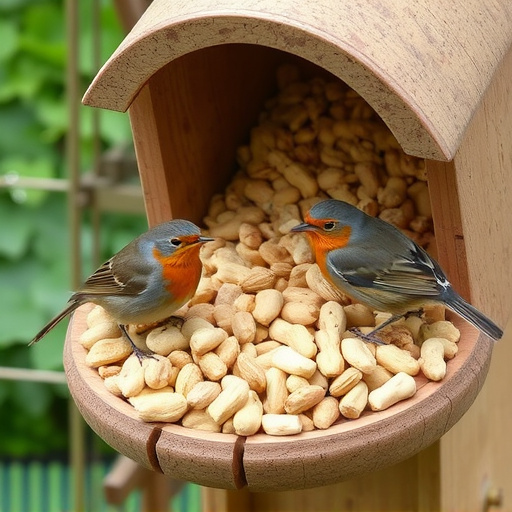 Crushed peanuts for garden robins