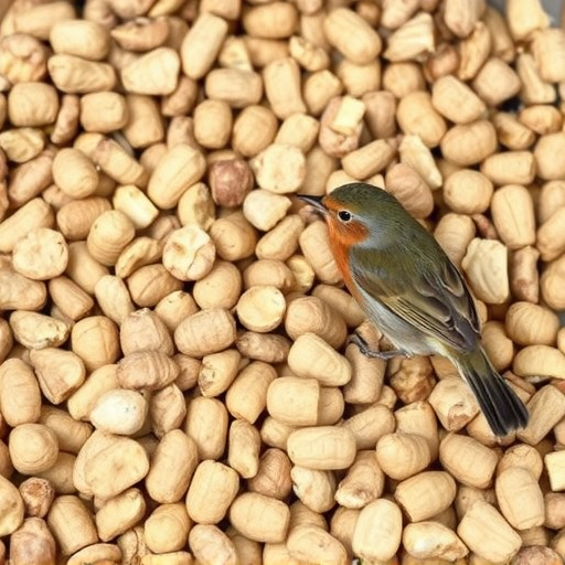 Crushed peanuts for garden robins