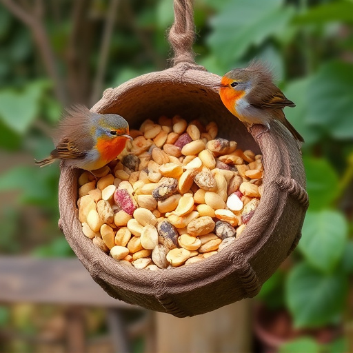 Crushed peanuts for garden robins