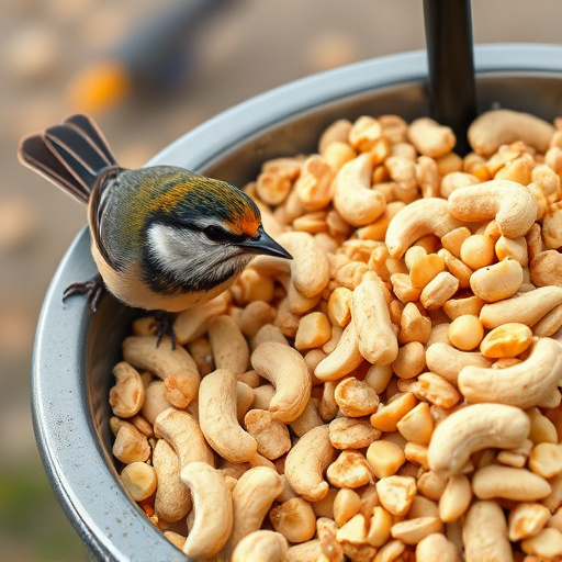 Crushed peanuts offered on feeding tray