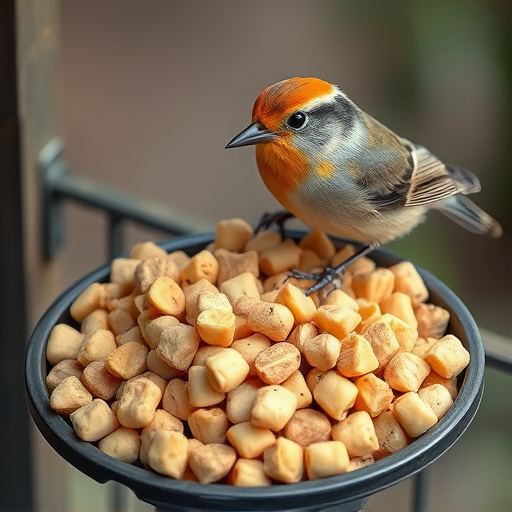 Crushed peanuts offered on feeding tray