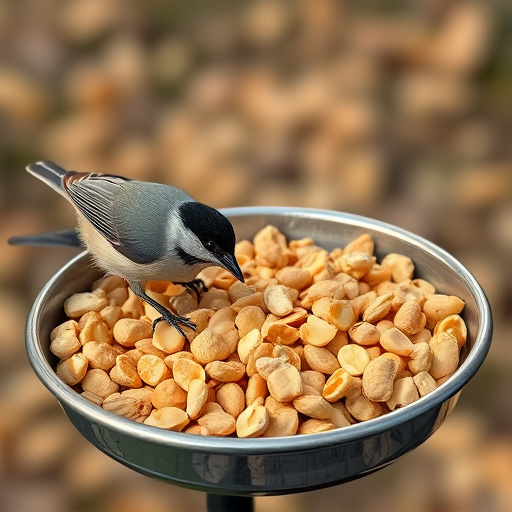 Crushed peanuts offered on feeding tray