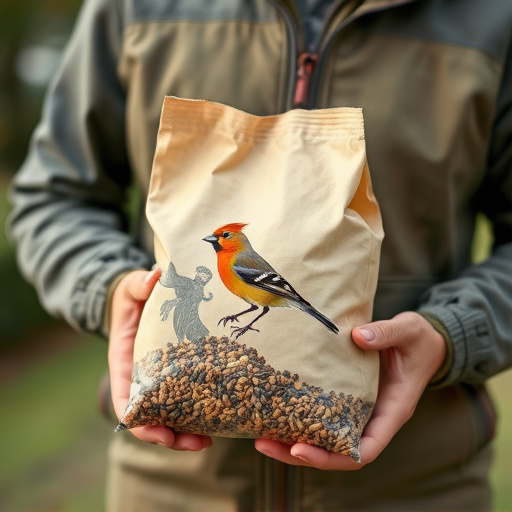 Customer holding bird seed delivery bag
