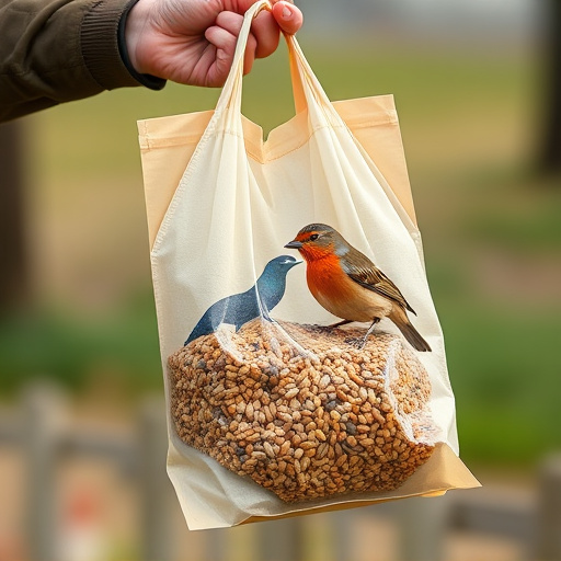 Customer holding bird seed delivery bag