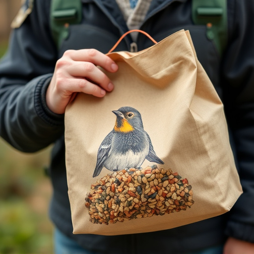 Customer holding bird seed delivery bag