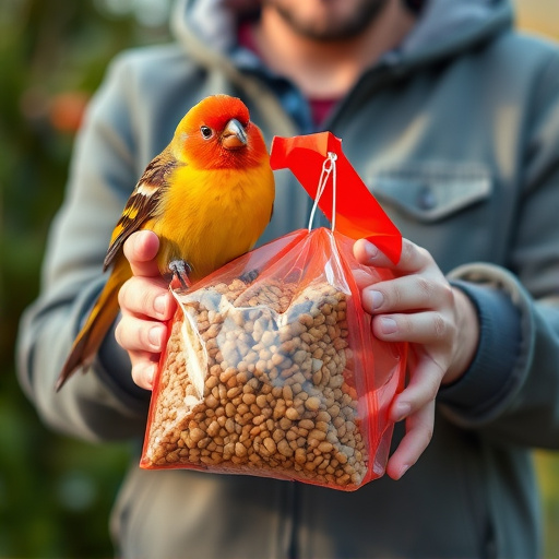 Customer holding budget bird food pack