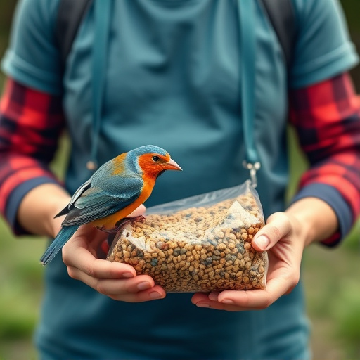 Customer holding budget bird food pack