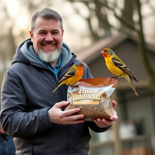 Customer holding budget bird food pack