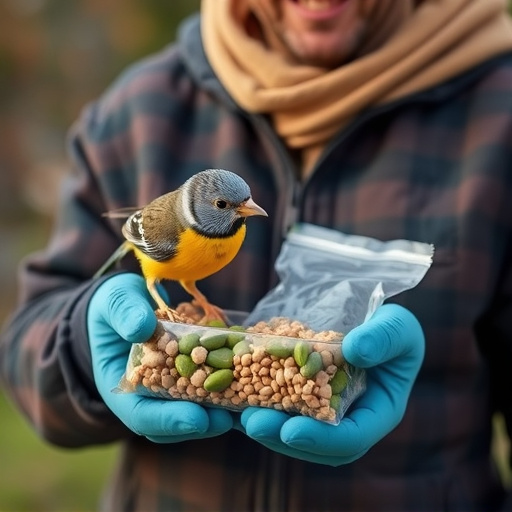 Customer holding budget bird food pack