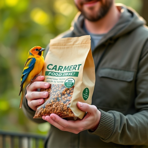 Customer holding budget bird food pack