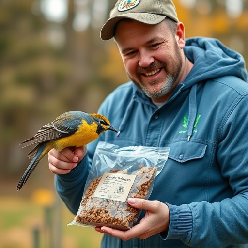 Customer holding budget bird food pack