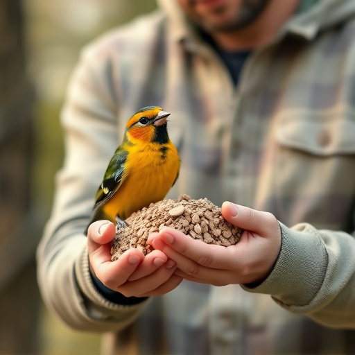 Customer holding budget bird food pack