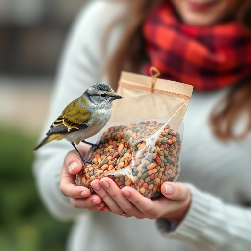 Customer holding budget bird food pack