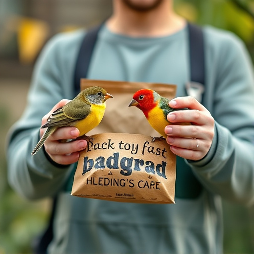 Customer holding budget bird food pack