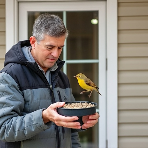 Customer receiving bird feed at home