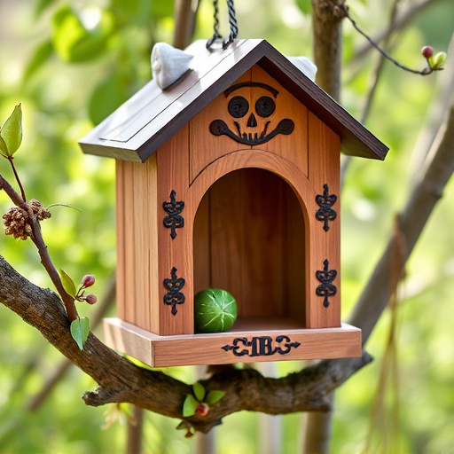 Decorative bird box in natural setting