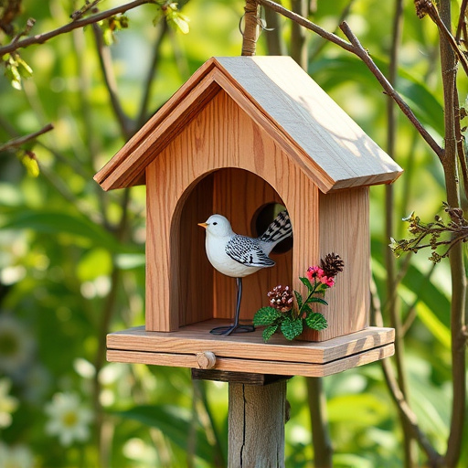 Decorative bird box in natural setting