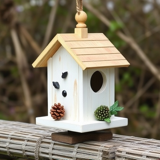 Decorative bird box in natural setting