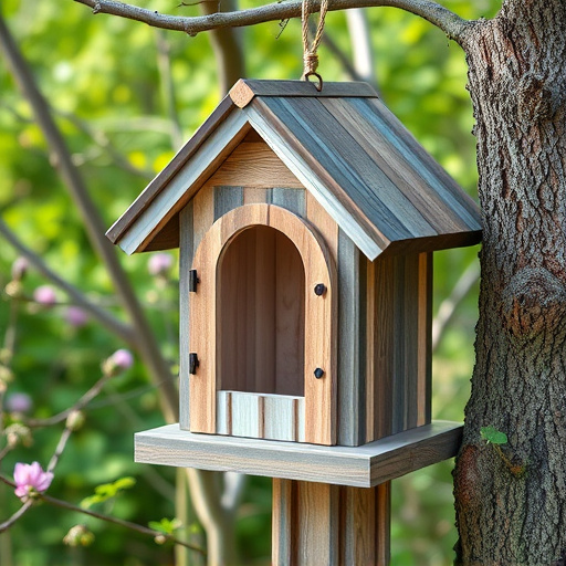 Decorative bird box in natural setting