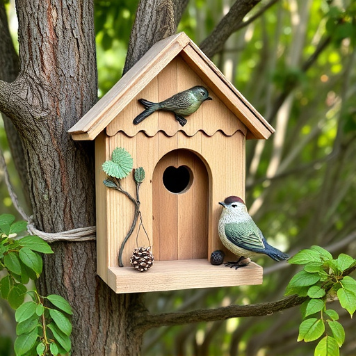 Decorative bird box in natural setting