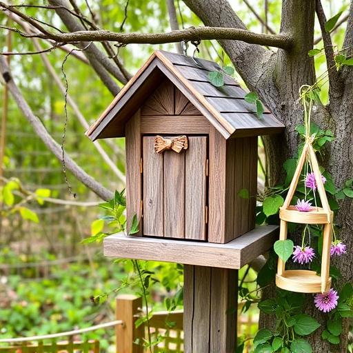 Decorative bird box in natural setting