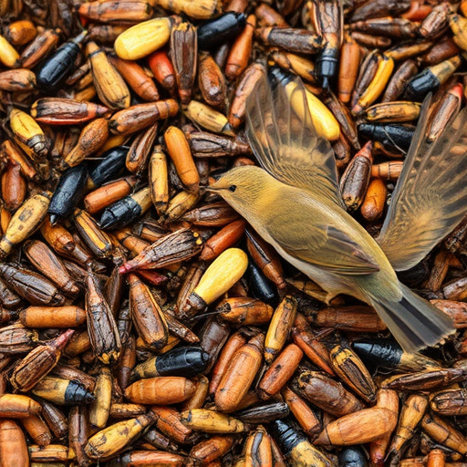Dehydrated insects for wild birds