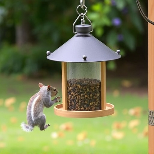 DIY squirrel barrier around bird feeder