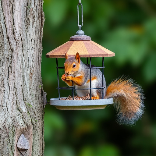 DIY squirrel barrier around bird feeder