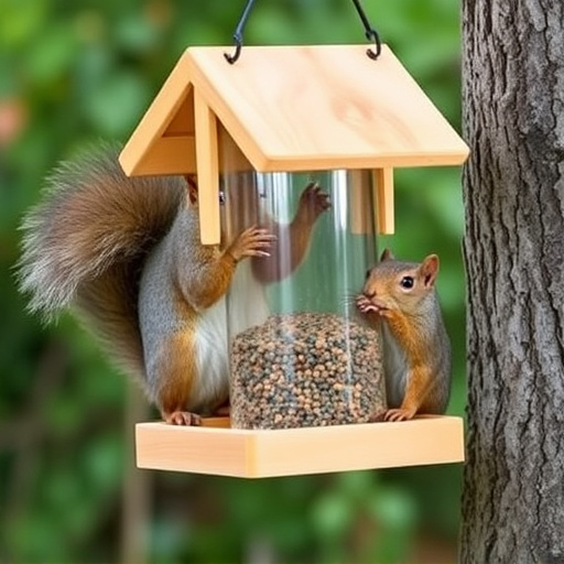 DIY squirrel barrier around bird feeder